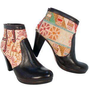 SILKSON SHOES Turkish Kilim Heeled Booties Ankle Boots 40/ 9.5-10